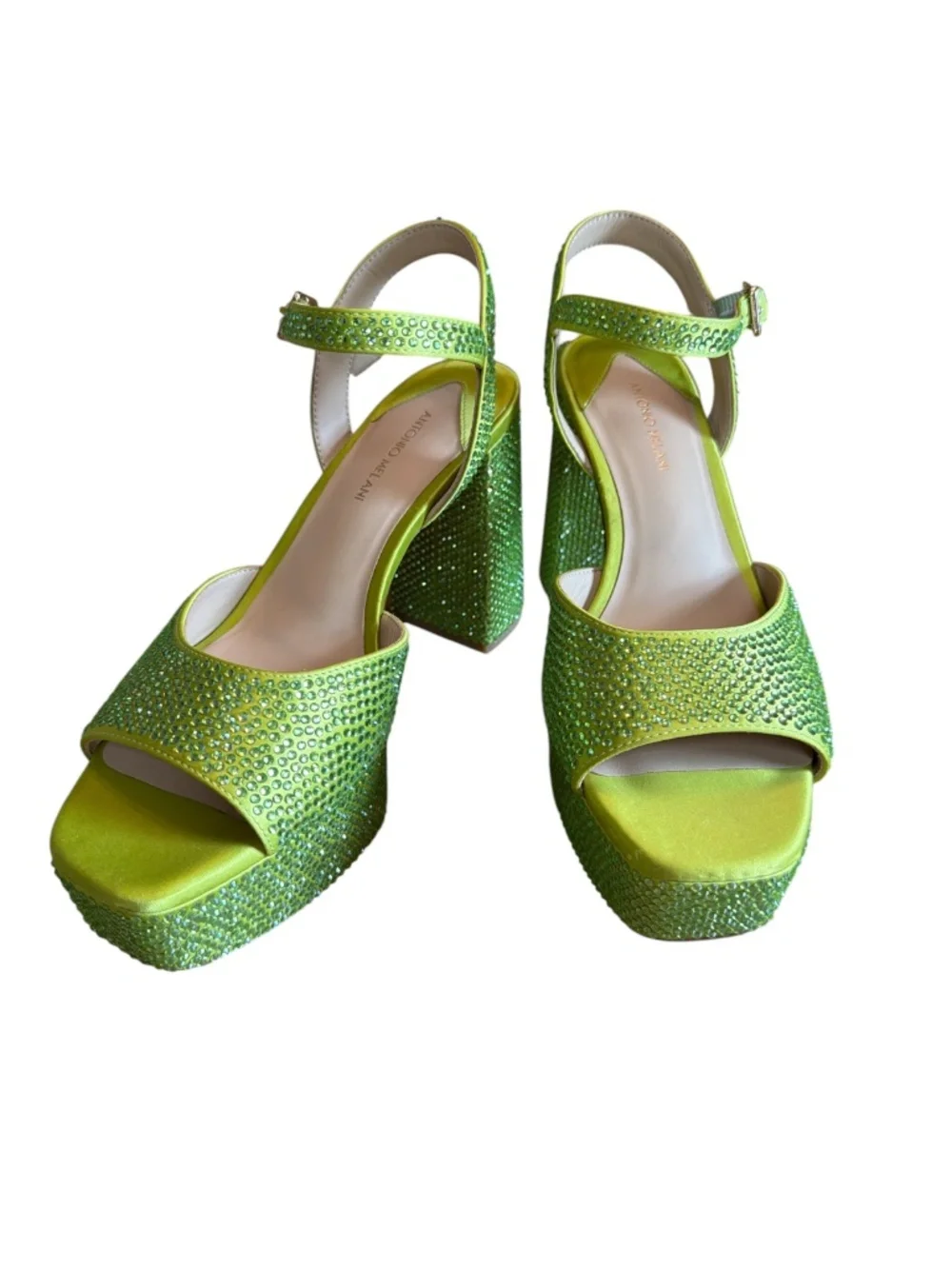 Antonio Melani Babs Lime Rhinestone Platform Heels NWOB 9.5
